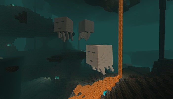 Enemies floating around lava falls